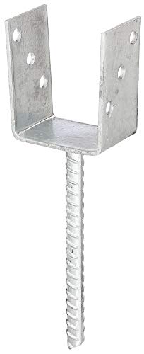 Gah-Alberts 214104 U-Shaped Post Holder with Concrete Base Made from Ribbed Steel Hot-Dip Galvanised Width 91 mm