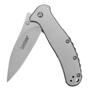 kershaw zing ss pocketknife, 3" 8cr13mov stainless steel blade, assisted thumb-stud and flipper opening edc