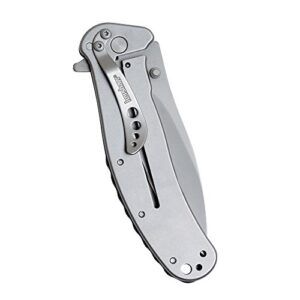 Kershaw Zing SS Pocketknife, 3" 8Cr13MoV Stainless Steel Blade, Assisted Thumb-Stud and Flipper Opening EDC