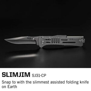 SOG SlimJim Folding Pocket Knife- SOG Assisted Technology w/ Tactile Bumps and Cutout Aid, Reversible Carry Clip, AUS-8 Stainless Steel Body (SJ31-CP), One Size, Hardcase Black