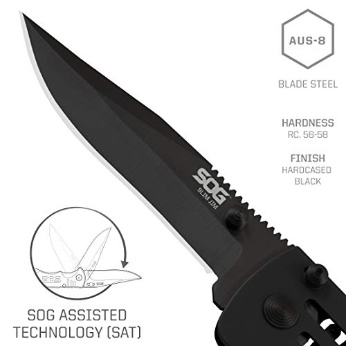 SOG Folding Knife SlimJim Slim Pocket Knife Black