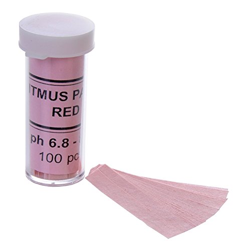 Red Litmus pH Test Paper Base Indicator 100 strips pH 6.8 - 8.1