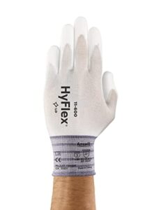 ansell hyflex 11-600 nylon polyurethane glove, gray polyurethane coating, knit wrist cuff, large, size 9 (pack of 12 pairs)