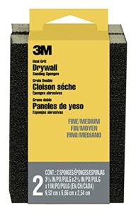 3m drywall sanding sponge, dual grit block, 2 5/8 in x 3 3/4 in x 1 in, fine/medium, 2-pack