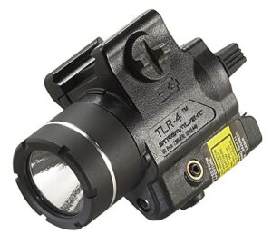 streamlight 69240 tlr-4 170-lumen compact rail mounted pistol light with integrated red aiming laser, black