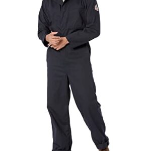 Bulwark FR Men's Flame Resistant 9 oz Twill Cotton Classic Coverall with Hemmed Sleeves, Navy, 46