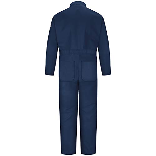 Bulwark FR Men's Flame Resistant 9 oz Twill Cotton Classic Coverall with Hemmed Sleeves, Navy, 46