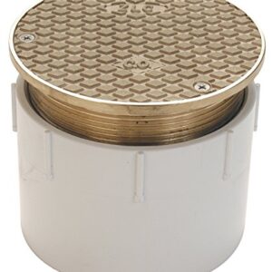 Zurn CO2450-PV3, Adjustable Floor Cleanout, 3 Inch PVC Hub Connection , Brass , 3" Pipe