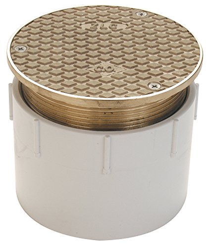 Zurn CO2450-PV3, Adjustable Floor Cleanout, 3 Inch PVC Hub Connection , Brass , 3" Pipe