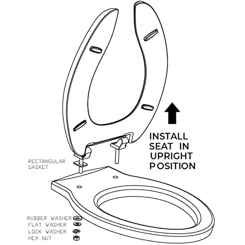 Centoco 820STS-001 Elongated Plastic Toilet Seat, Open Front with Cover, Stainless Steel Hinge, Heavy Duty Commercial Use, White