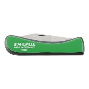stahlwille 77020000 electricians cable knife no.12320, with stainless steel blade, 90mm blade size, extremely sharp, universal folding cutter, weight 78g, made in germany,green
