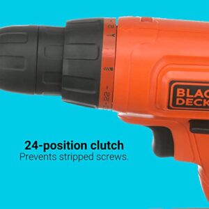 BLACK+DECKER 20V MAX* POWERCONNECT Cordless Drill Kit + 100 pc. Kit (BDC120VA100), Orange