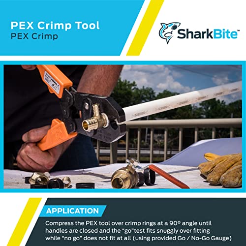 SharkBite 1/2 Inch to 3/4 Inch PEX Crimp Tool, Dual Head with Orange Handles, 23251