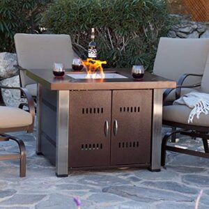 Hiland GS-F-PCSS 40,000 BT Propane Fire Pit, Large, Two Toned Hammered Bronze