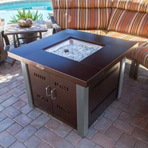 Hiland GS-F-PCSS 40,000 BT Propane Fire Pit, Large, Two Toned Hammered Bronze