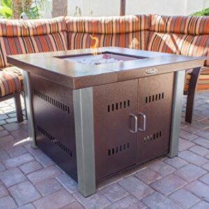 Hiland GS-F-PCSS 40,000 BT Propane Fire Pit, Large, Two Toned Hammered Bronze