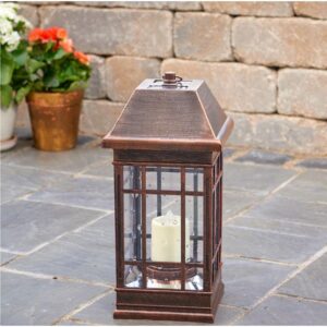 Smart Solar 3960KR1 San Rafael II Solar Mission Lantern Illuminated by 2 High Performance Warm White LEDs In The Top and One Amber LED in the Pillar Candle