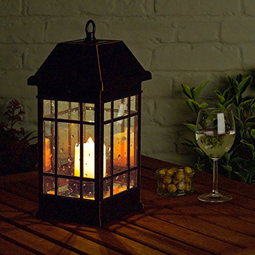 Smart Solar 3960KR1 San Rafael II Solar Mission Lantern Illuminated by 2 High Performance Warm White LEDs In The Top and One Amber LED in the Pillar Candle