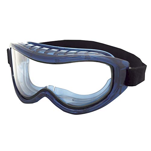 Sellstrom Safety Goggles – Odyssey II Eye Protection, S80200, Anti Fog, Scratch Resistant, Latex Free Protective Eye Shield for Men and Women with Dual Panel Clear Lens, Blue Frame