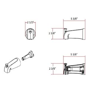 Design House Satin Nickel 522920 Slip-On Tub Diverter Spout, 5 Inch, 5-inch