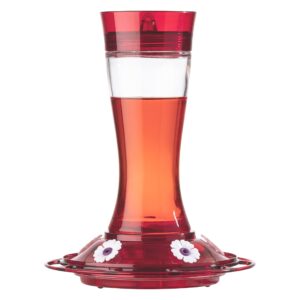 More Birds Bird Health+ Garnet Hummingbird Feeder, Glass Hummingbird Feeders for Outdoors, 5 Feeding Stations, 20 Ounces