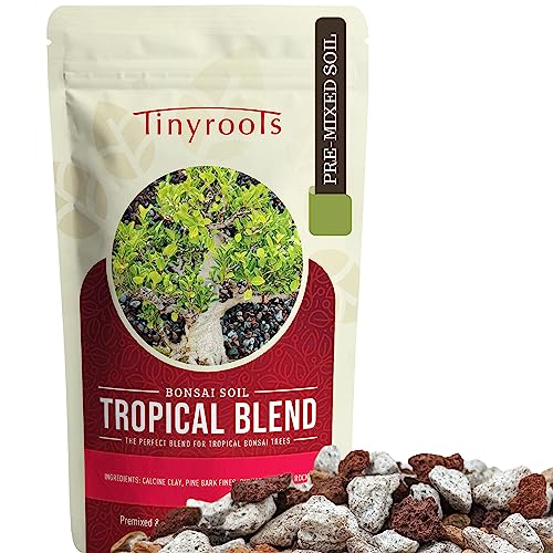 Tropical Bonsai Soil by Tinyroots - 100% Organic + Fast Draining Pre-Mixed Bonsai Potting Soil Mix, Perfect for Healthy Cacti and Bonsai Growth, 2.5 Quarts