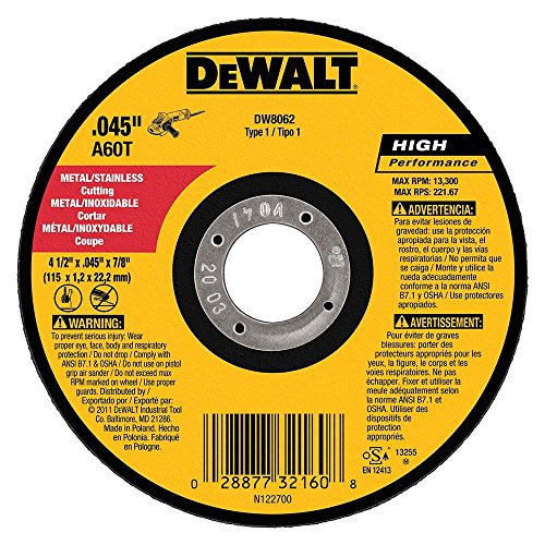 DEWALT DW8062 4-1/2" x .045 x 7/8" Metal Cut-Off Wheel (100pk)