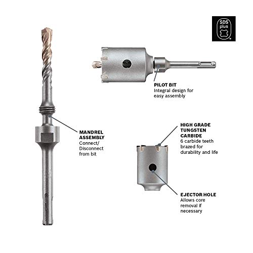 Bosch T3921SC 4 -3/8 in. Carbide SDS-Plus SPEEDCORE Thin-Wall Core Bit for Removal of Masonry, Brick and Block