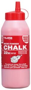 tajima micro chalk - red 32 oz (907g) ultra-fine snap-line chalk with durable bottle & easy-fill nozzle - plc2-r900