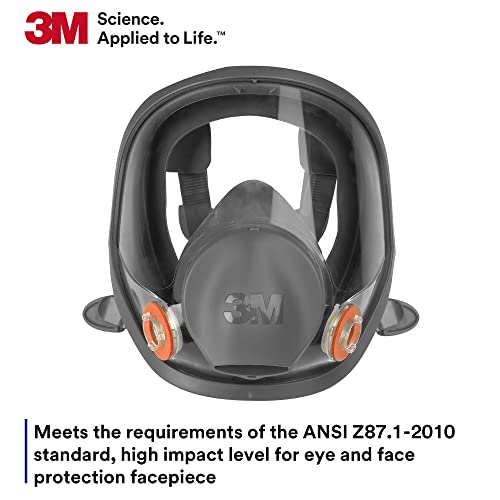 3M Full Facepiece Reusable Respirator 6700, NIOSH, Large Lens, ANSI High Impact Eye Protection, Silicone Face Seal, Four-Point Harness, Comfortable Fit, Painting, Dust, Chemicals, Small