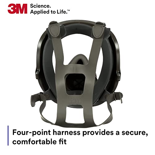 3M Full Facepiece Reusable Respirator 6700, NIOSH, Large Lens, ANSI High Impact Eye Protection, Silicone Face Seal, Four-Point Harness, Comfortable Fit, Painting, Dust, Chemicals, Small