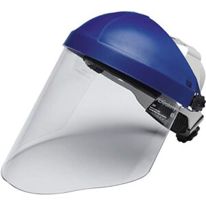 3m h8a ratchet headgear and visor combination with 3m wp96 clear polycarbonate faceshield, complete headgear and face shield safety system, ansi z87, adjustable, thermoplastic, clear