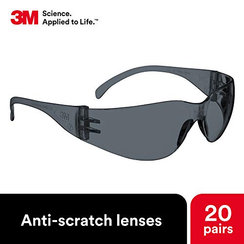 3M Safety Glasses, Virtua, ANSI Z87, 20 Pairs, Gray Hard Coat Lens, Gray Frame