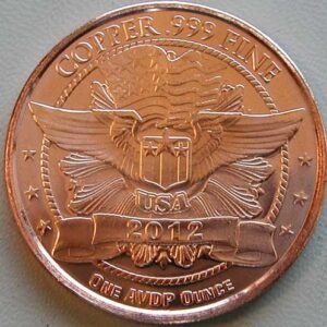 20 Round Tube 2012 .999 Pure Copper Bullion Round Liberty Head Design