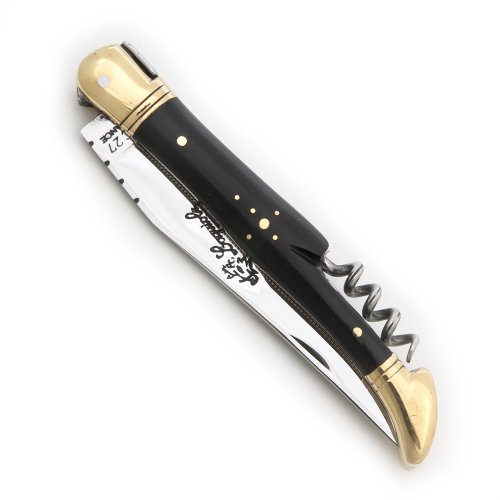 Laguiole knife with Ebony Wood handle and brass bolsters - Direct from France