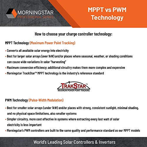 Morningstar SunSaver 10A PWM Solar Charge Controller 12V Batteries LVD, Solar Panel Controller Battery Controller Solar Controller 12V, Lowest Fail Rate Charge Controllers for Solar Panels