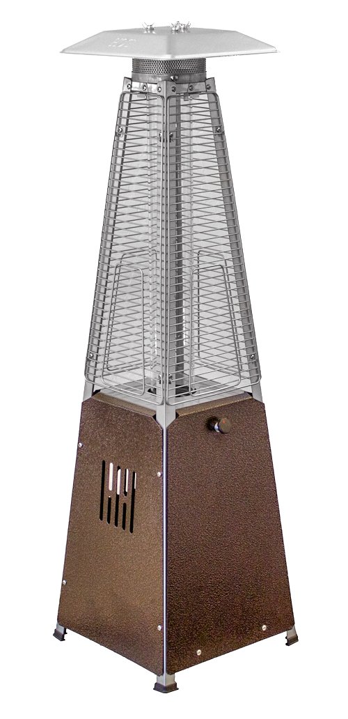 Hiland HLDS032-GTTHG Portable Propane Table Top Pyramid Glass Tube Patio Heater, 9500 BTU, Bronze, SMALL