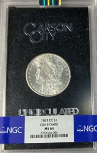 certified morgan silver dollar 1883-cc ms64 ngc