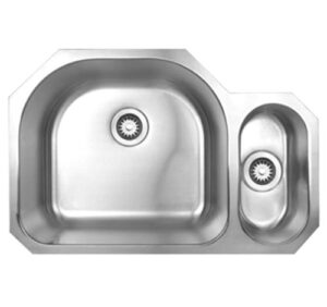 whitehaus whndbu3121-bss noah's collection 31 1/2-inch double bowl undermount disposal sink, brushed stainless steel