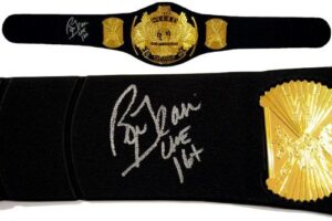 ric flair signed replica hwt championship belt - autographed wrestling robes, trunks and belts