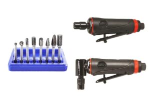 astro pneumatic tool 219 onyx 3pc die grinder kit w/ 90° die grinder, die grinder & 8pc double cut carbide rotary burr set