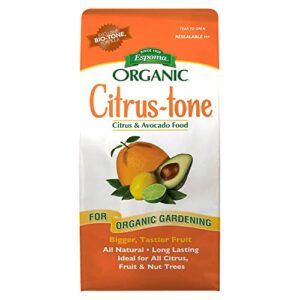 espoma organic citrus-tone 5-2-6 natural & organic fertilizer and plant food for all citrus, fruit, nut & avocado trees; 8 lb. bag. promotes vigorous growth & abundant fruit