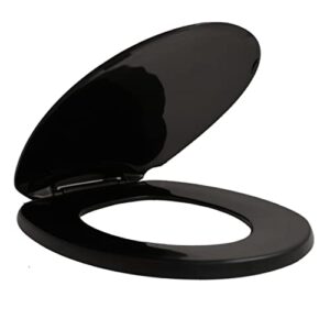 centoco black toilet seat, round, plastic, cover, closed front, heavy duty, top mount plastic hinge, made in the usa, 200-407