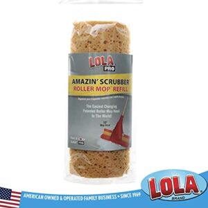 Lola Products Pro Amazin' Scrubber Roller Mop Refill, Polyurethane Foam Sponge, Floor, and Deck Scrubber, Perfect for Vinyl, Tile, Marble, and Ceramic Floors - 1 CT