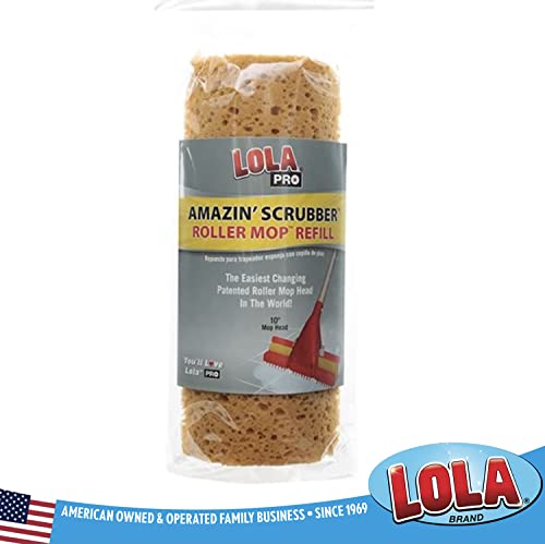 Lola Products Pro Amazin' Scrubber Roller Mop Refill, Polyurethane Foam Sponge, Floor, and Deck Scrubber, Perfect for Vinyl, Tile, Marble, and Ceramic Floors - 1 CT