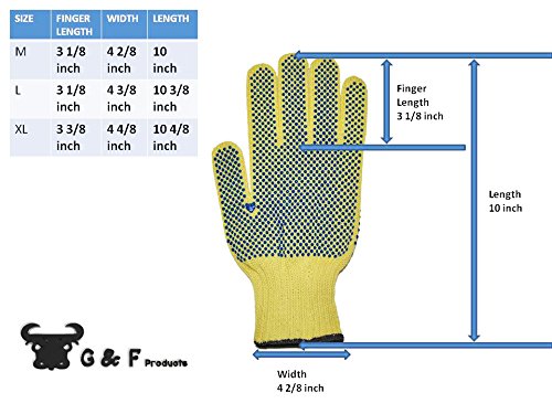 G & F Products 1670L Cut Resistant Work Gloves, 100% Kevlar Knit Work Gloves, Make by DuPont Kevlar, Protective Gloves to Secure Your Hands From Scrapes, Cuts In Kitchen, Wood Carving, Carpentry & DEA, Yellow