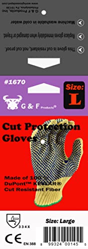 G & F Products 1670L Cut Resistant Work Gloves, 100% Kevlar Knit Work Gloves, Make by DuPont Kevlar, Protective Gloves to Secure Your Hands From Scrapes, Cuts In Kitchen, Wood Carving, Carpentry & DEA, Yellow