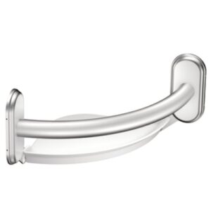 moen lr2354dch 9-inch curved bathroom grab bar with integrated corner shelf, chrome