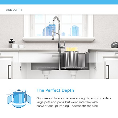 MR Direct 3218c Stainless Steel 3218C-18 Undermount 32-1/4 in. Single Bowl Kitchen Sink, 18 Gauge