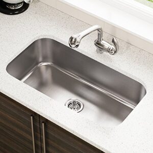 MR Direct 3218c Stainless Steel 3218C-18 Undermount 32-1/4 in. Single Bowl Kitchen Sink, 18 Gauge